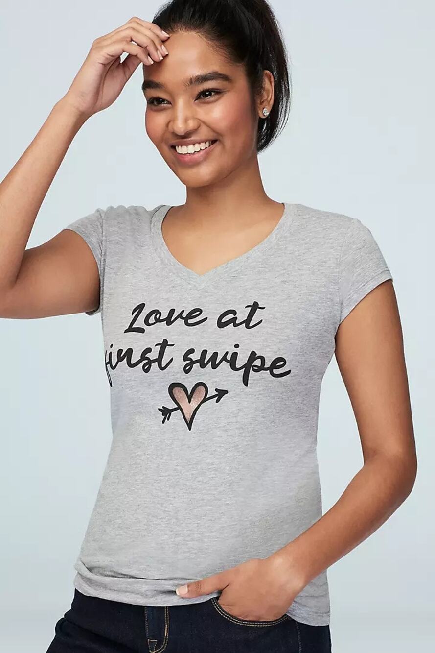 David's Bridal Juniors XL/Women's Large Gray Love at First Swipe Top NWT